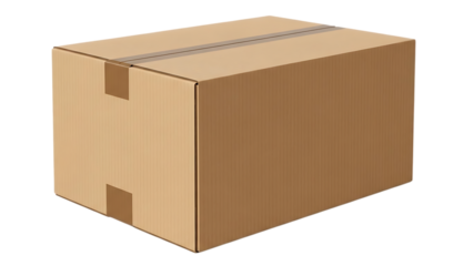 Brown cardboard box isolated on transparent background