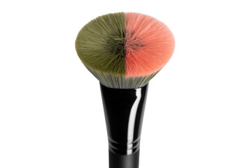 Makeup brush with green and pink bristles cosmetic isolated on a transparent background