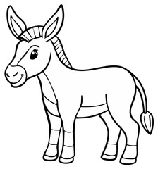 Fototapeta premium Cute Cartoon Donkey Outline Adorable Farm Animal Vector Illustration