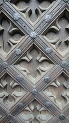 Ornate wooden door lattice pattern