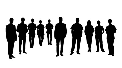 Diverse professional team silhouettes symbolizing various industries and collective strength