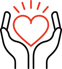 Obraz premium A hand holding heart icon minimalist beautiful