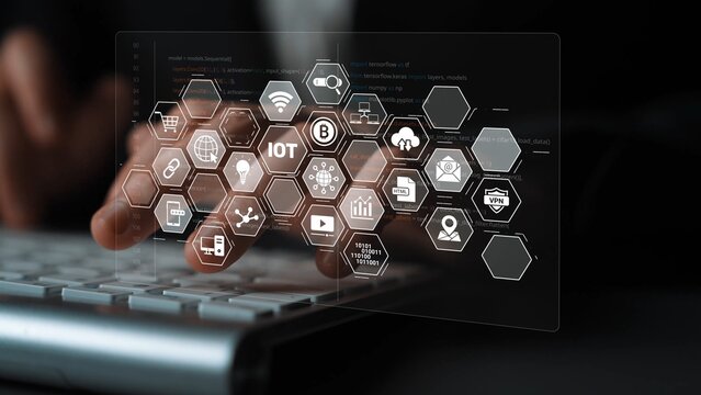 AI and IoT form an intelligent digital infrastructure linking data, connectivity, analytics, blockchain, cloud, and security systems in a seamless network. Marrow - Powered by Adobe