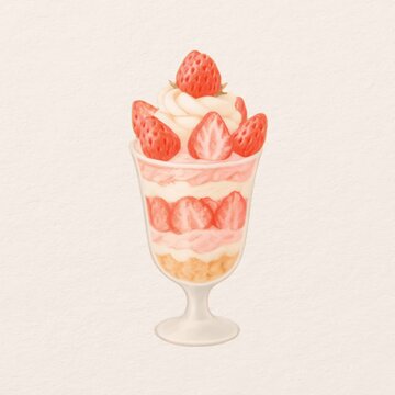 Delicious strawberry parfait dessert animation isolated asset, transparent 4K video, alpha channel, ProRes 4444