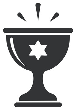 Jewish ceremonial Kiddush cup with a Star of David flat vector icon