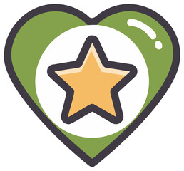 Obraz premium Heart Icon with Gold Star Symbol, Graphic Design Element for Recognition and Achievement