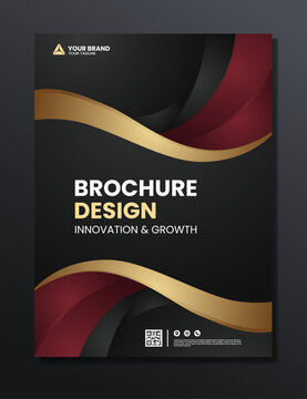 abstract background luxury red gold flyer design template