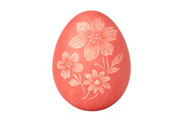 Red easter egg with white floral art design