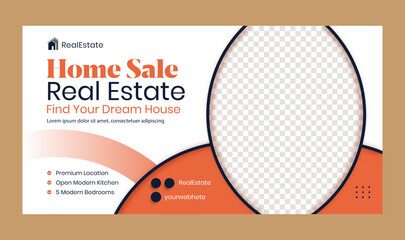Modern web banner template for real estate social media post