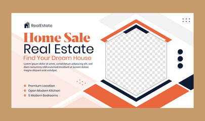 Modern web banner template for real estate social media post