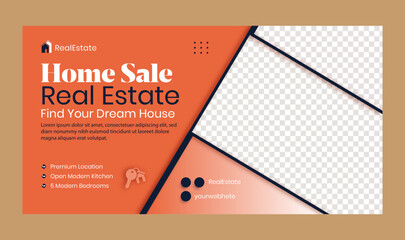Modern web banner template for real estate social media post