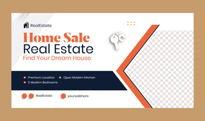 Modern web banner template for real estate social media post