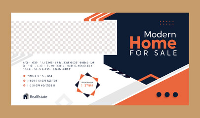 Modern web banner template for real estate social media post