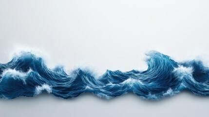 Dynamic Blue Ocean Waves with White Foam on Serene Background