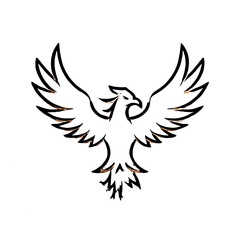 Obraz premium Golden Eagle. Golden Eagle simple black and white line art vector logo