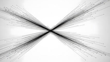 Digital flow lines create patterns in black and white across a blank surface showing movement and connection