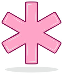 Obraz premium Pink Star of Life symbol with a maroon outline and a subtle shadow effect