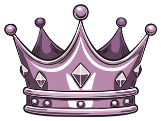 Shiny purple royal crown with sparkling diamond gems, a vector illustration symbolizing power and nobility