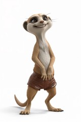 A highly detailed 3D rendering of a meerkat figure