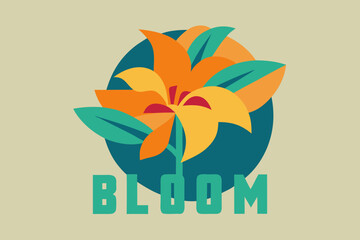 Stylized Magazine Cover with Tropical Bloom Background Design