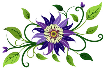 Stylized Passionflower Vine in Abstract Artistic Style