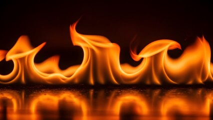 Fire wave texture displays dynamic movement and bright colors in a dark setting with flowing shapes and reflections