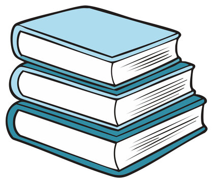 Simple cartoon illustration of a stack of three blue hardcover books for education and learning concepts