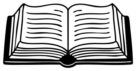Open book illustration simple line drawing knowledge and education symbol