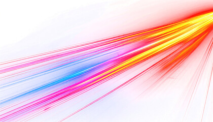 Colorful Light Streaks Across White Background.
