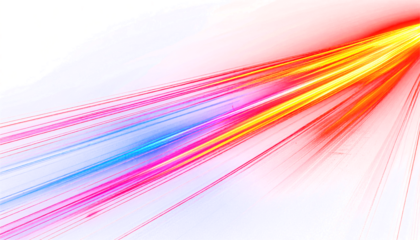 Colorful Light Streaks Across White Background.