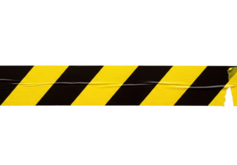 Yellow and black hazard tape isolated on transparent background