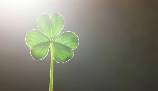 lucky green shamrock. Saint Patricks Day design element. Irish symbol of fortune and luck. Good for greeting cards. Graphic four leaf clover isolated on white backdrop, created with generative ai