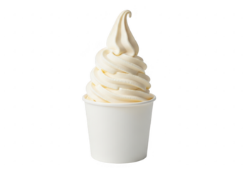 Soft serve ice cream in a white cup isolated on transparent background