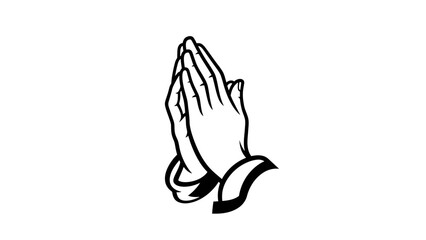 Obraz premium Praying Hands Illustration Simple Black and White Design.