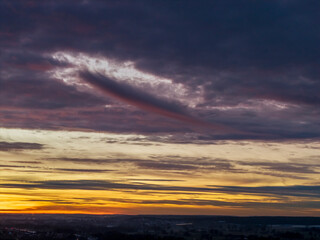 Fototapeta premium Bavarian Panoramic view during sunset phase at Pfaffenhofen region