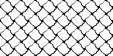 Fototapeta premium seamless lattice pattern of black wavy lines on white background geometric chain link fence texture abstract grid background minimal design