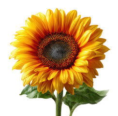 Obraz premium Sunflower with Bright Yellow Petals and Green Leaves
