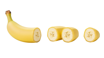 Sliced banana illustration isolated on transparent background