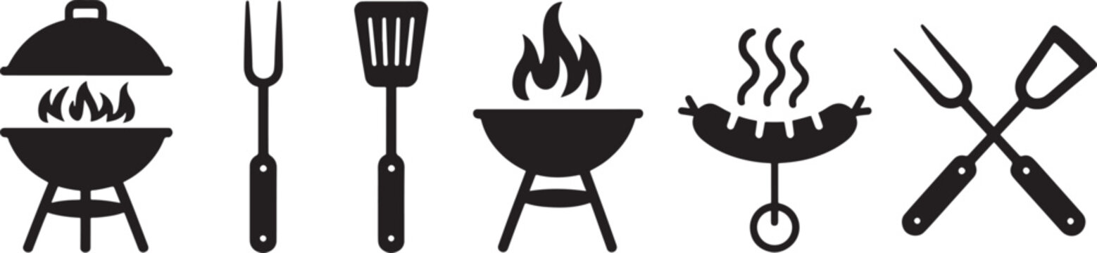 Black cooking utensils and grill cooking black grill fire cooking tools barbecue