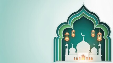 Islamic style greeting background dedicated to the holy month of Ramadan Kareem. A background with a place for the text.