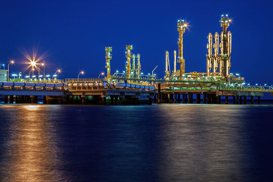 Huelva Chemical Plant Dock at Twilight, Long Exposure