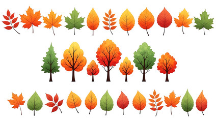 Vibrant autumn leaves and trees illustration