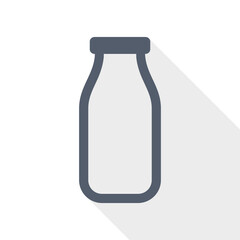 Milk bottle outline icon representing dairy beverage and food packaging.