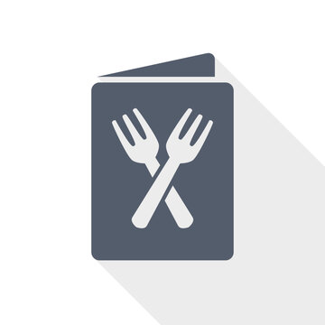 Restaurant menu icon with crossed fork and spoon symbolizing dining and food services.