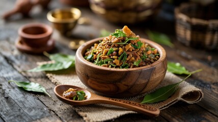 The dish of Indian cuisine is "Bevu Bella" or "Ugadi Pachadi". It is a mixture of bitter neem leaves (bevu) and sweet cane sugar (jaggery, bella).