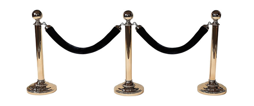Three Chrome Crowd Control Stanchions with Velvet Ropes