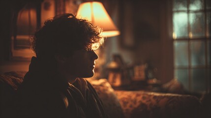 Emotional exhaustion portrayed in a quiet interior where a person sits alone after work