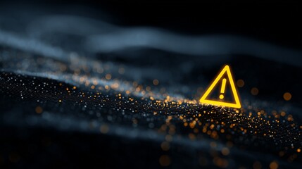 Warning triangle over digital terrain representing digital incident response alert and containment.