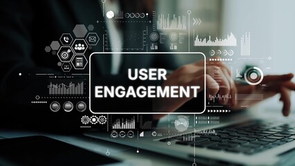 User Engagement Concept with Data Analytics and Digital Interaction Elements Represented by Modern Technology Background. Asymptotic smart data analytic.