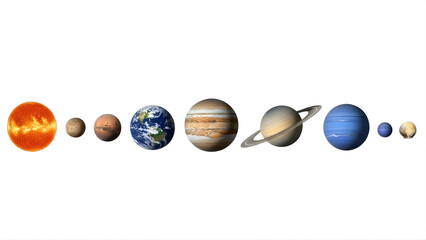 A realistic illustration of the planets in our solar system on transparent background